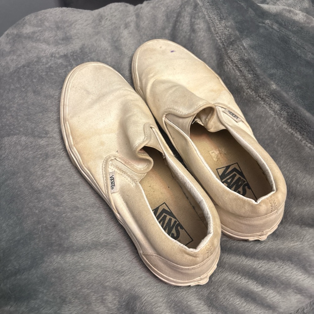 Vans Women's Cream Slip-On Sneakers